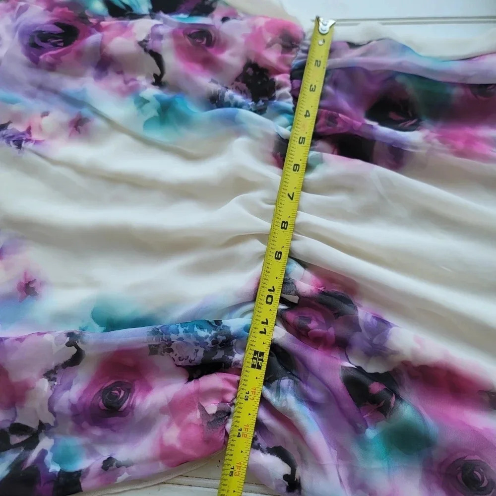 Maurices Women's Floral Print Short Sleeve Dress Watercolor Lined Sz M - Picture 11 of 12